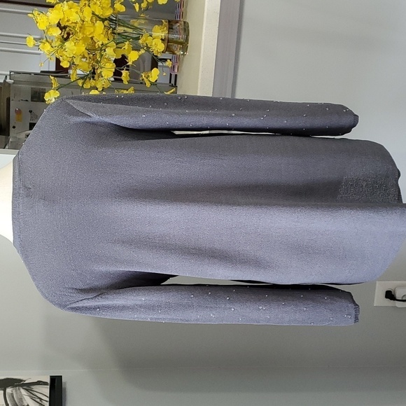 Jones New York, gray one button open cardegan Granny sweater. Size large. Very … - Picture 6 of 9